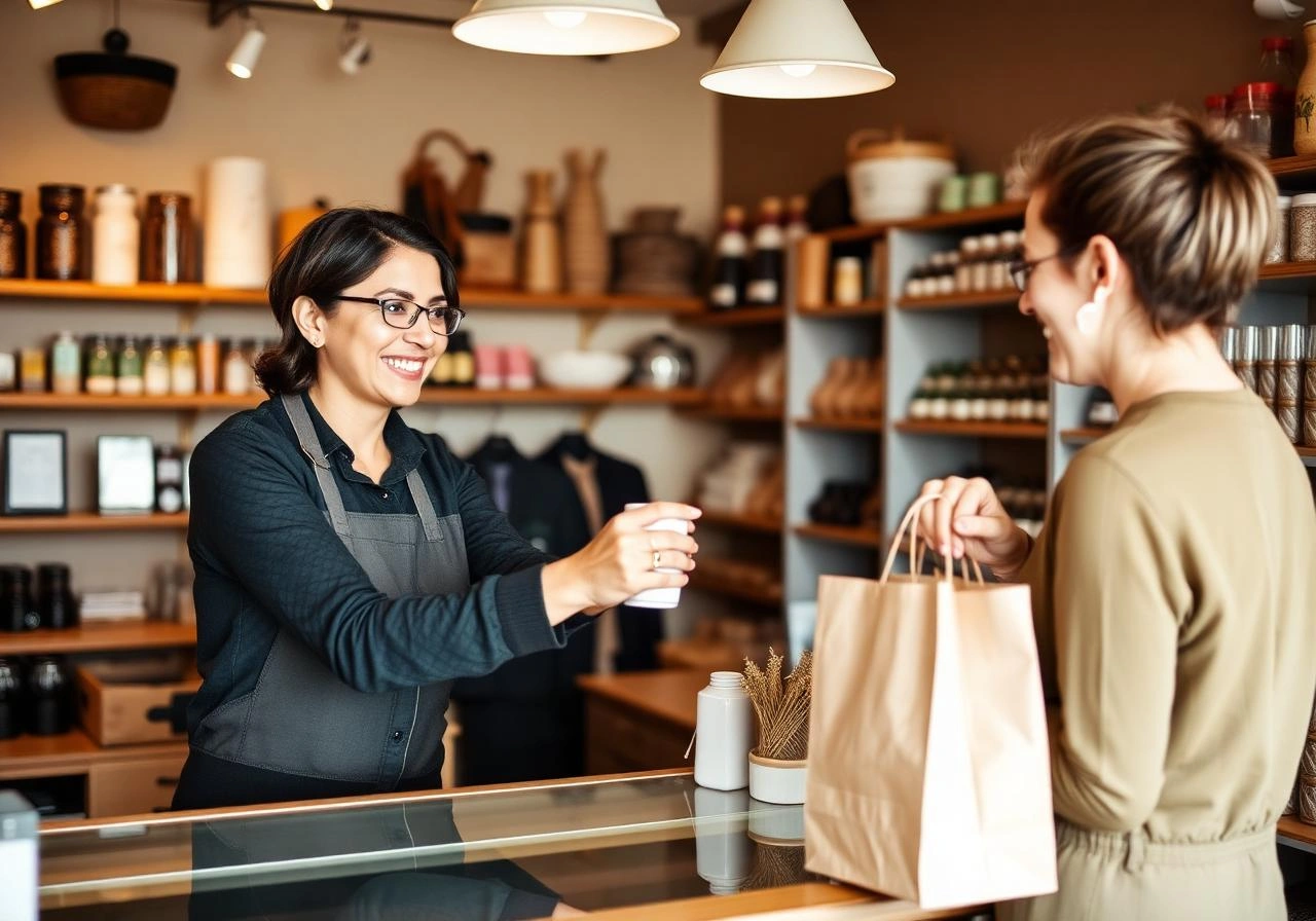 Customers supporting local high street businesses